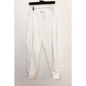 Banana Republic White Linen Blend Cropped Tapered High Rise Small
